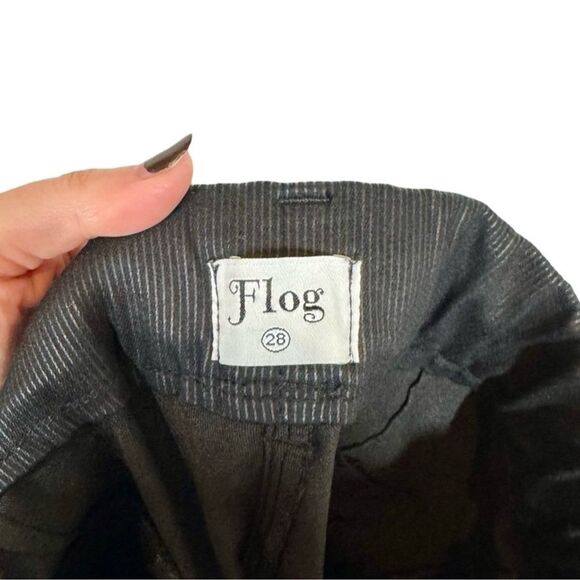 Bevy Flog Dafna Original Black Stripe Pinstripe Pull on Pants Size 28 - Picture 9 of 10